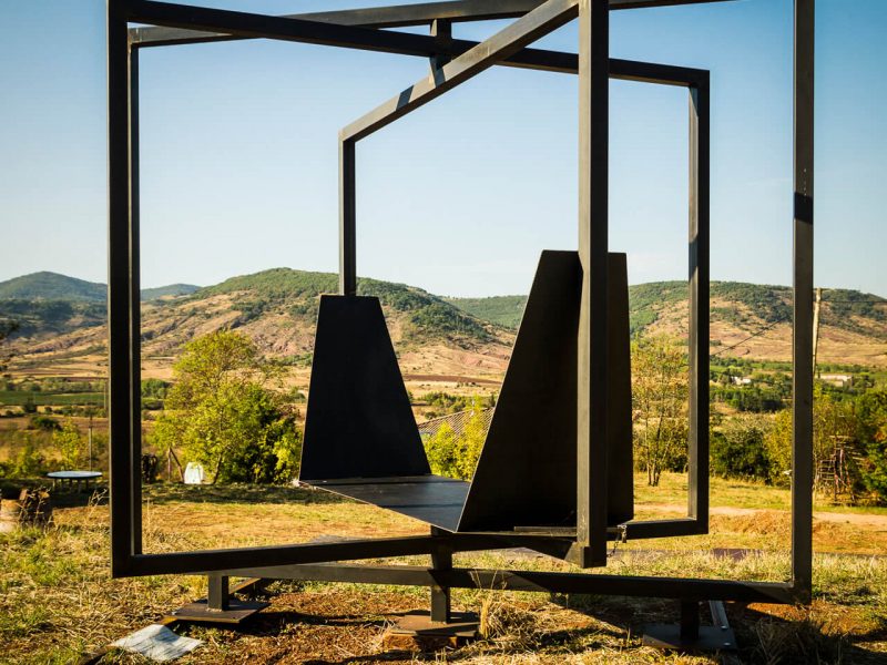Sculpture mobile à 360° pour jardin vue ouverte Métal'Rine